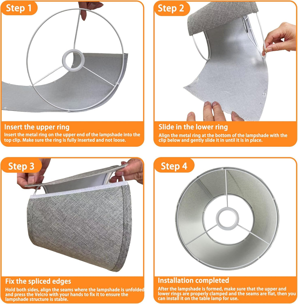 Small Empire Lamp Shade Set of 2 –  Linen Fabric, 15x26x19cm Replacement Lampshades for Table Lamps