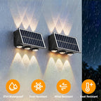 Small Solar Outdoor Wall Lights with Warm White Up & Down Lighting for Patio, Yard & Garden