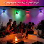 Solar Outdoor Wall Light with Remote, RGB Color Changing Waterproof Wall Sconce for Porch & Garage