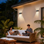 Small Solar Outdoor Wall Lights with Warm White Up & Down Lighting for Patio, Yard & Garden