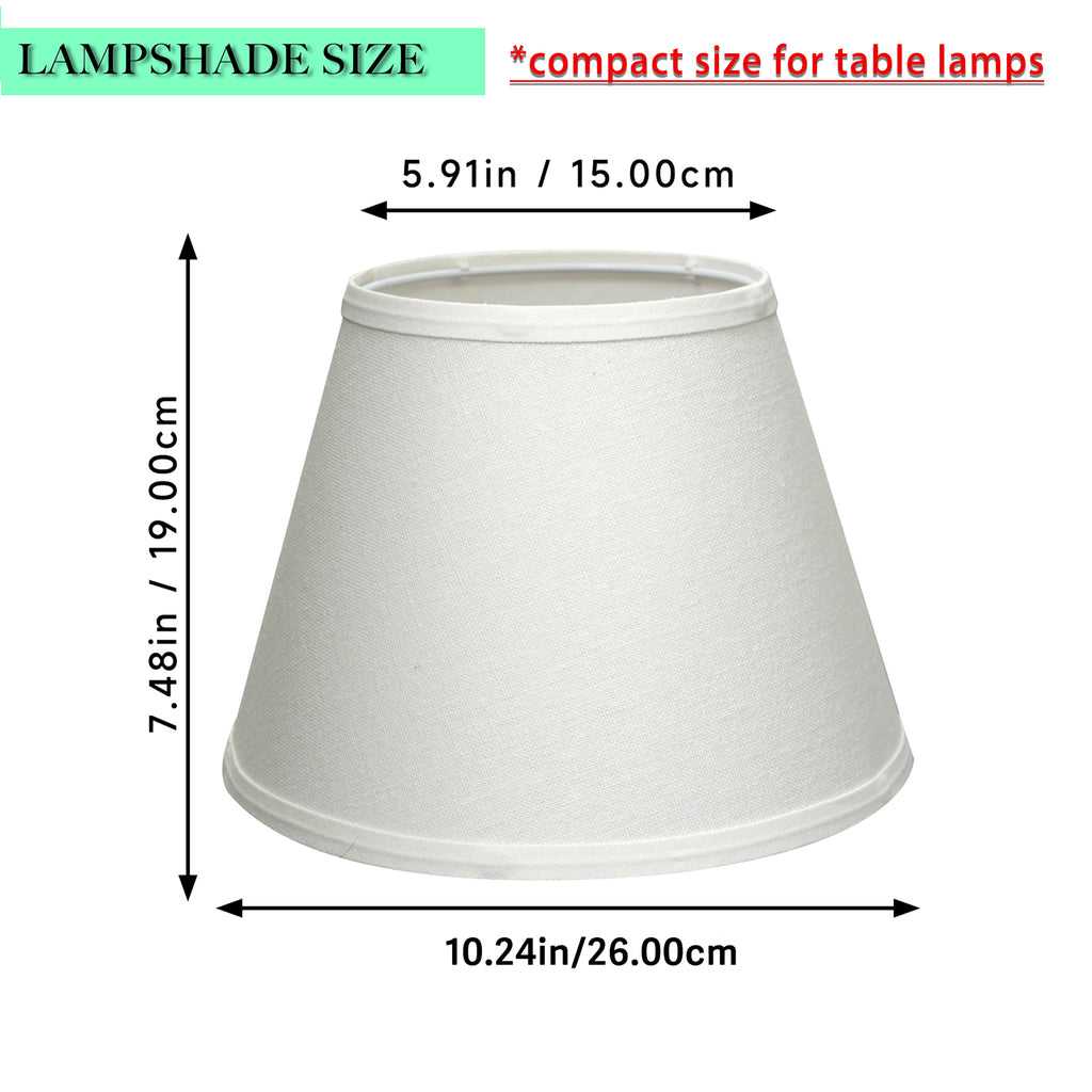 Small Empire Lamp Shade Set of 2 –  Linen Fabric, 15x26x19cm Replacement Lampshades for Table Lamps