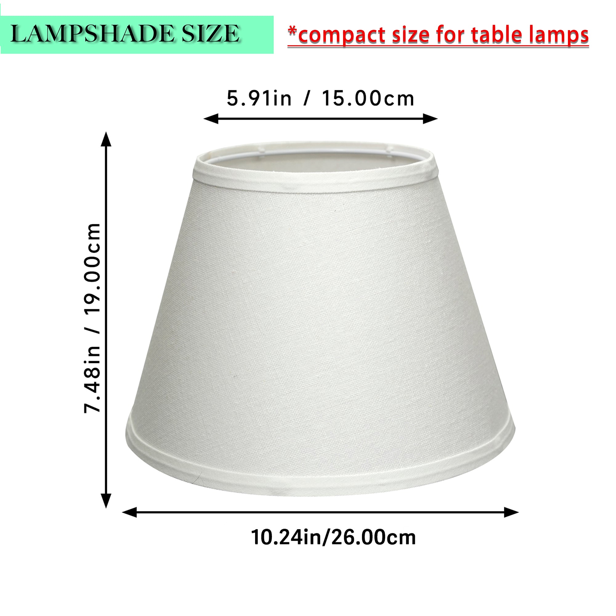 Small Empire Lamp Shade Set of 2 –  Linen Fabric, 15x26x19cm Replacement Lampshades for Table Lamps