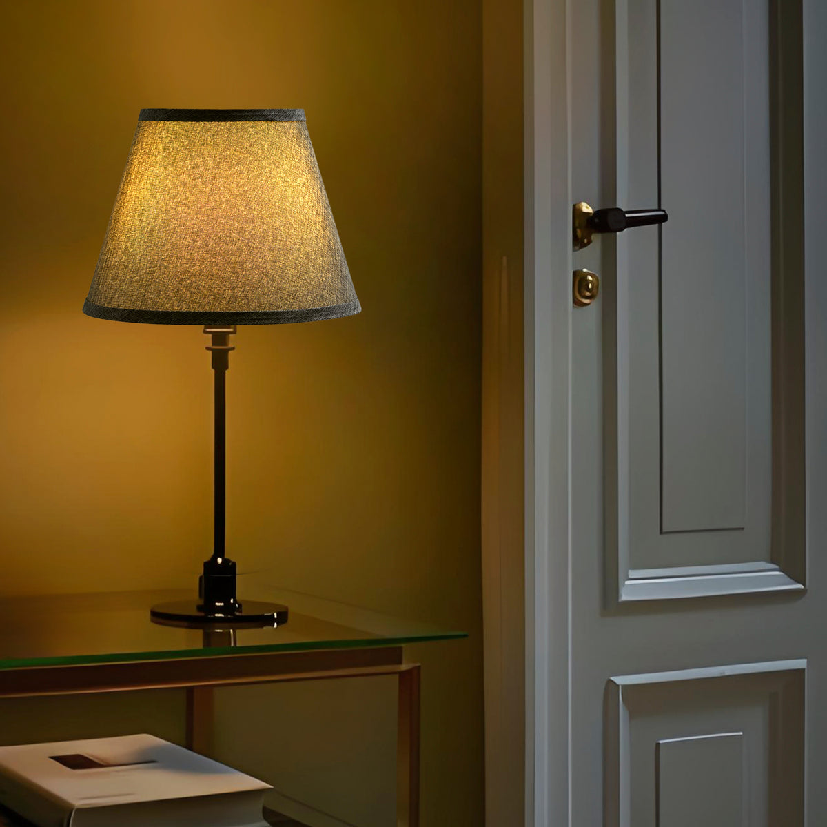 Small Empire Lamp Shade Set of 2 –  Linen Fabric, 15x26x19cm Replacement Lampshades for Table Lamps