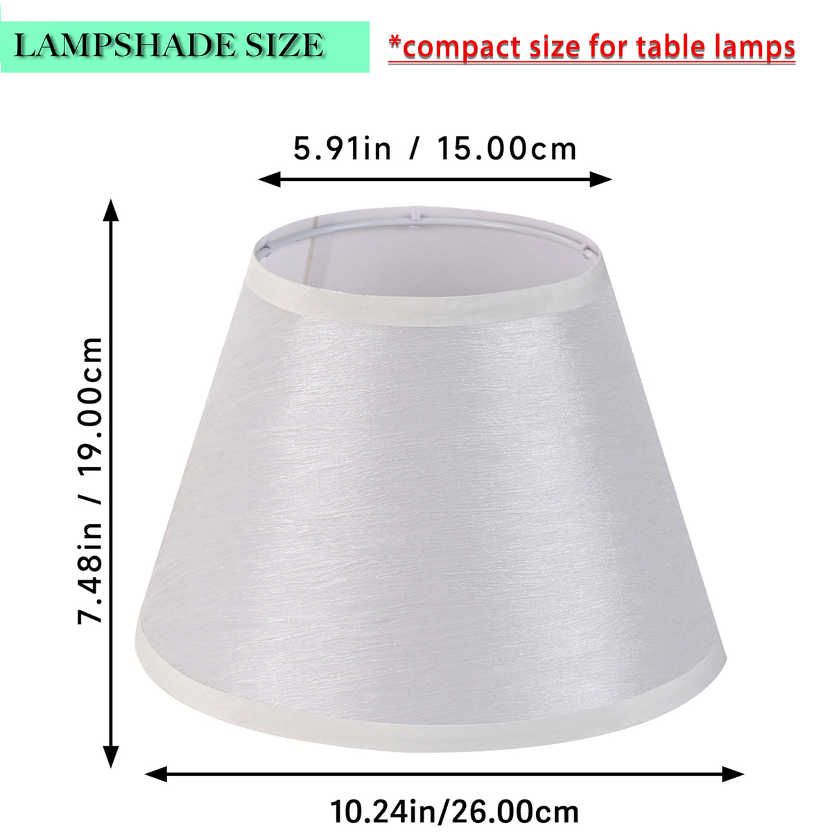 Small Empire Lamp Shade Set of 2 – White Linen,5.91" Top x 10.24" Bottom x 7.48" H, Fits E26 Sockets with Fixing Rings (Not for UNO Fitting),Replacement for Table Lamps