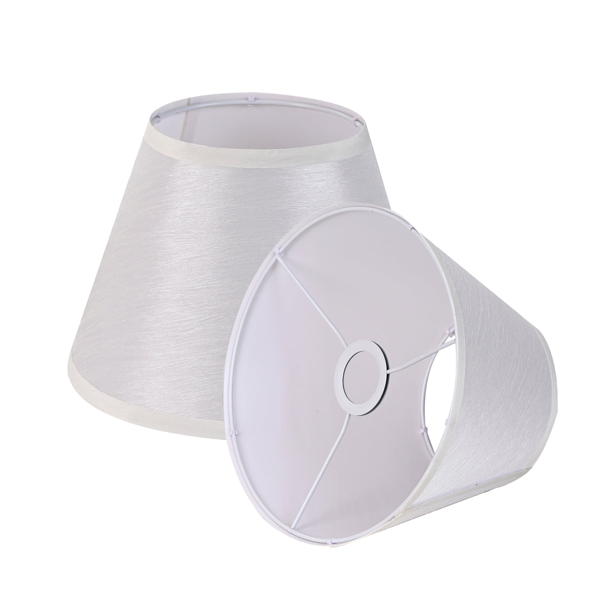 Small Empire Lamp Shade Set of 2 – White Linen,5.91" Top x 10.24" Bottom x 7.48" H, Fits E26 Sockets with Fixing Rings (Not for UNO Fitting),Replacement for Table Lamps
