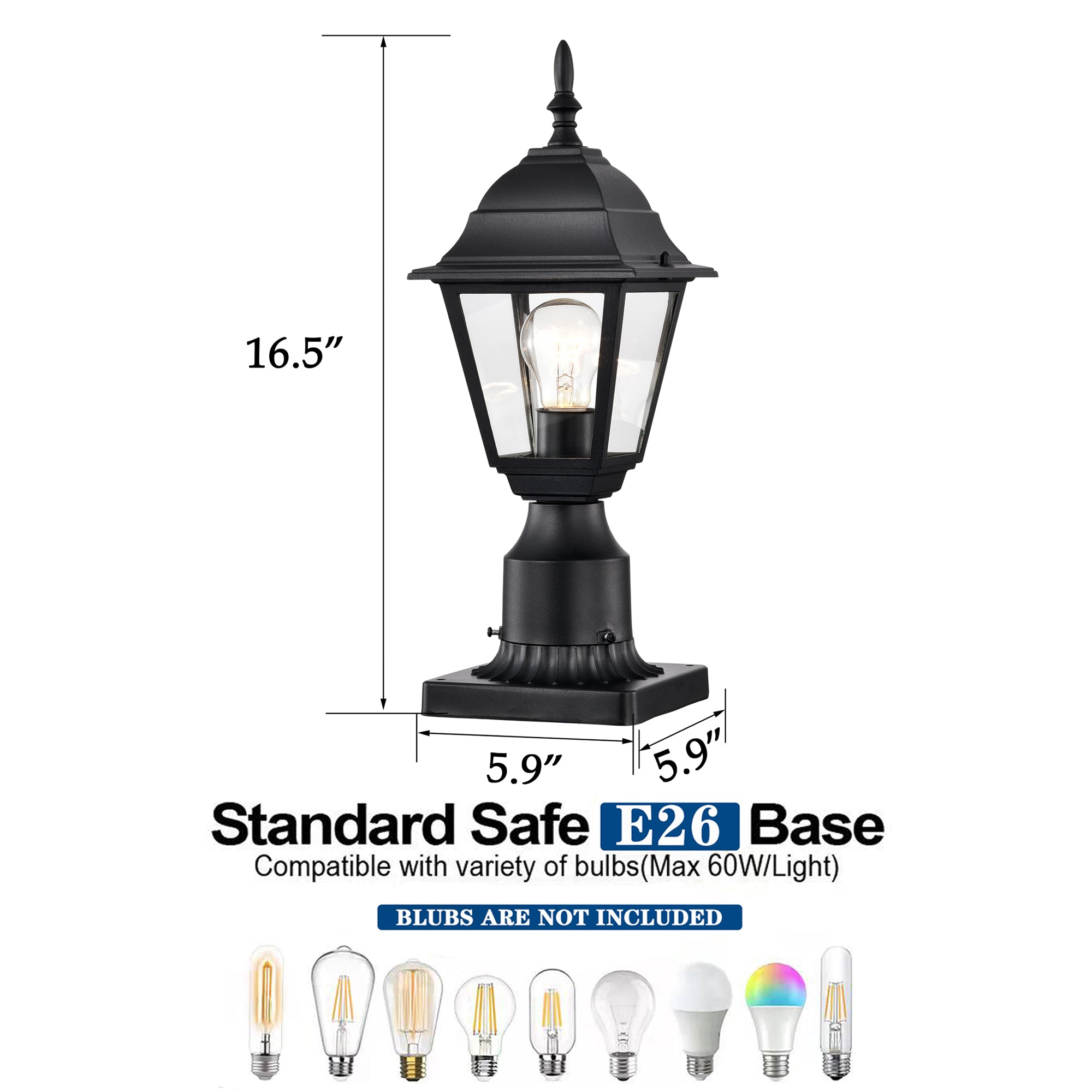 Outdoor Post Lights Waterproof 2 Pack Outside Post Lantern Black