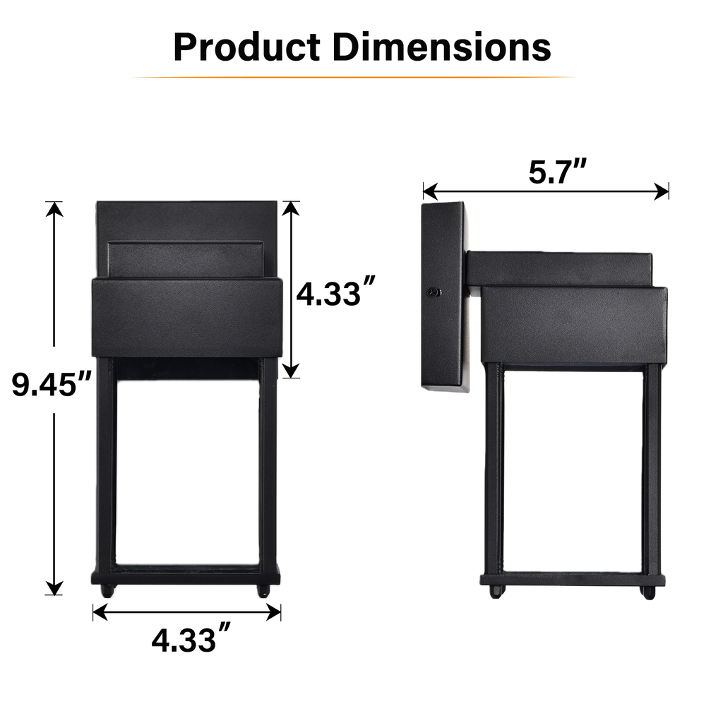 Outdoor Wall Lights, Warm White LED Modern Wall Mount Fixture -Waterproof Black Aluminum, Modern Exterior Lighting for Porch, Garage & Garden Decor