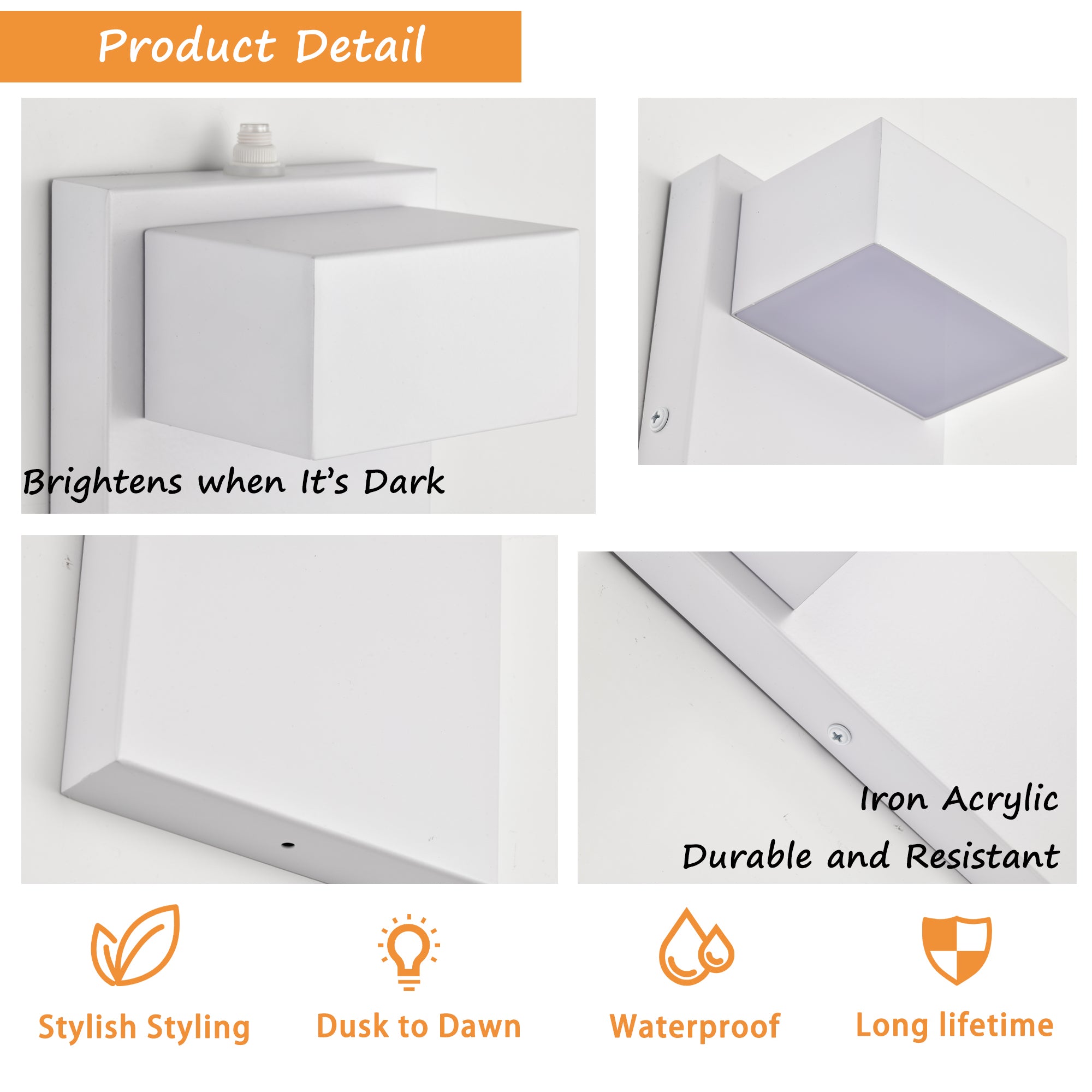 White LED Porch Lights, to Dawn Sensor,  3000K Warm White,  for for Porch, Patio, Garage, Entryway