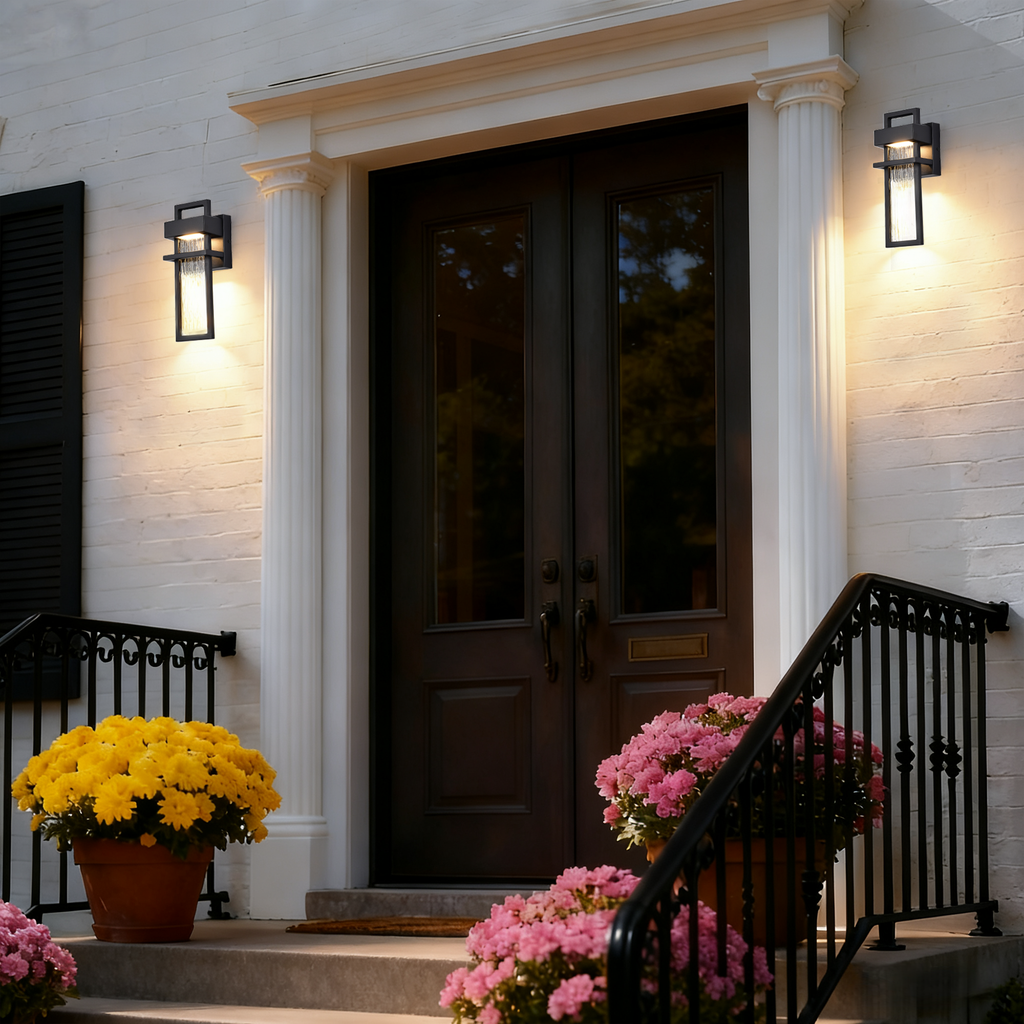 Modern LED Outdoor Wall Sconce with Wather Drop Glass for Doorway