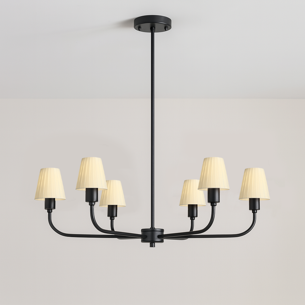 Chandelier Shades set of 6 Clip-On Small Line Empire Lampshades for E12 Candelabra Bulbs