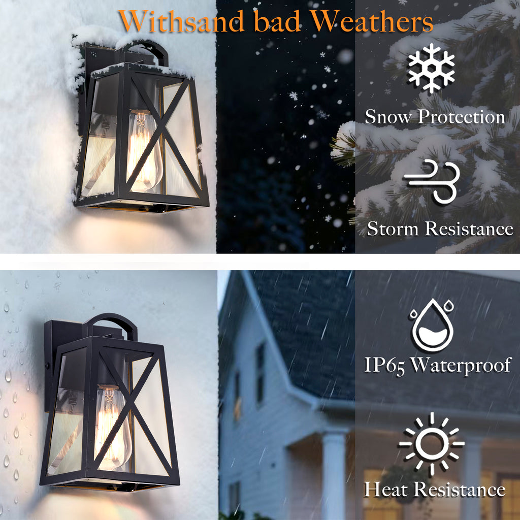 Black Outdoor Wall Lantern Exterior Waterproof Outdoor Wall Sconces