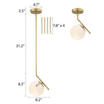 Modern Gold Pendant Light Fixtures Glass Globe Pendant Lighting for Kitchen Island 1-Light