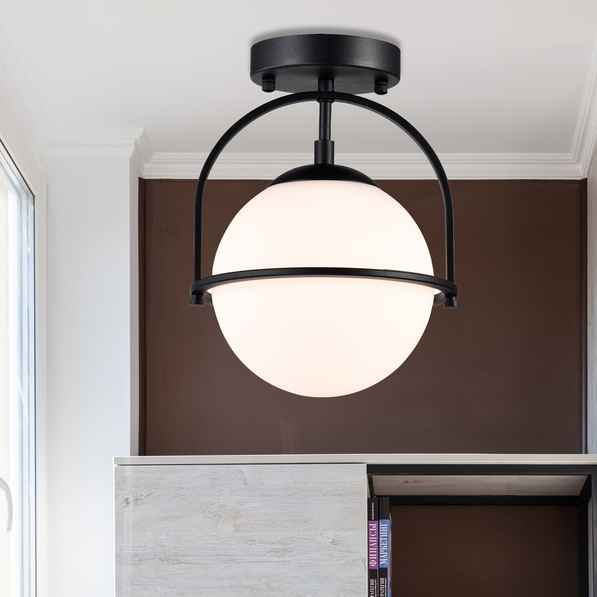 Globe Flush Mount Ceiling Light Black