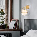 Modern Black Wall Sconces with White Globe Glass for Bedroom Set of 2