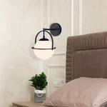 Modern Gold Wall Sconces with White Globe Glass for Bedroom 2 Pack