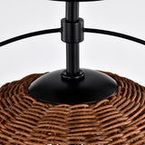 Brown Bohemian Woven Rattan Semi-Flush Mount Light for Dining Room