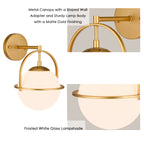 Modern Black Wall Sconces with White Globe Glass for Bedroom Set of 2