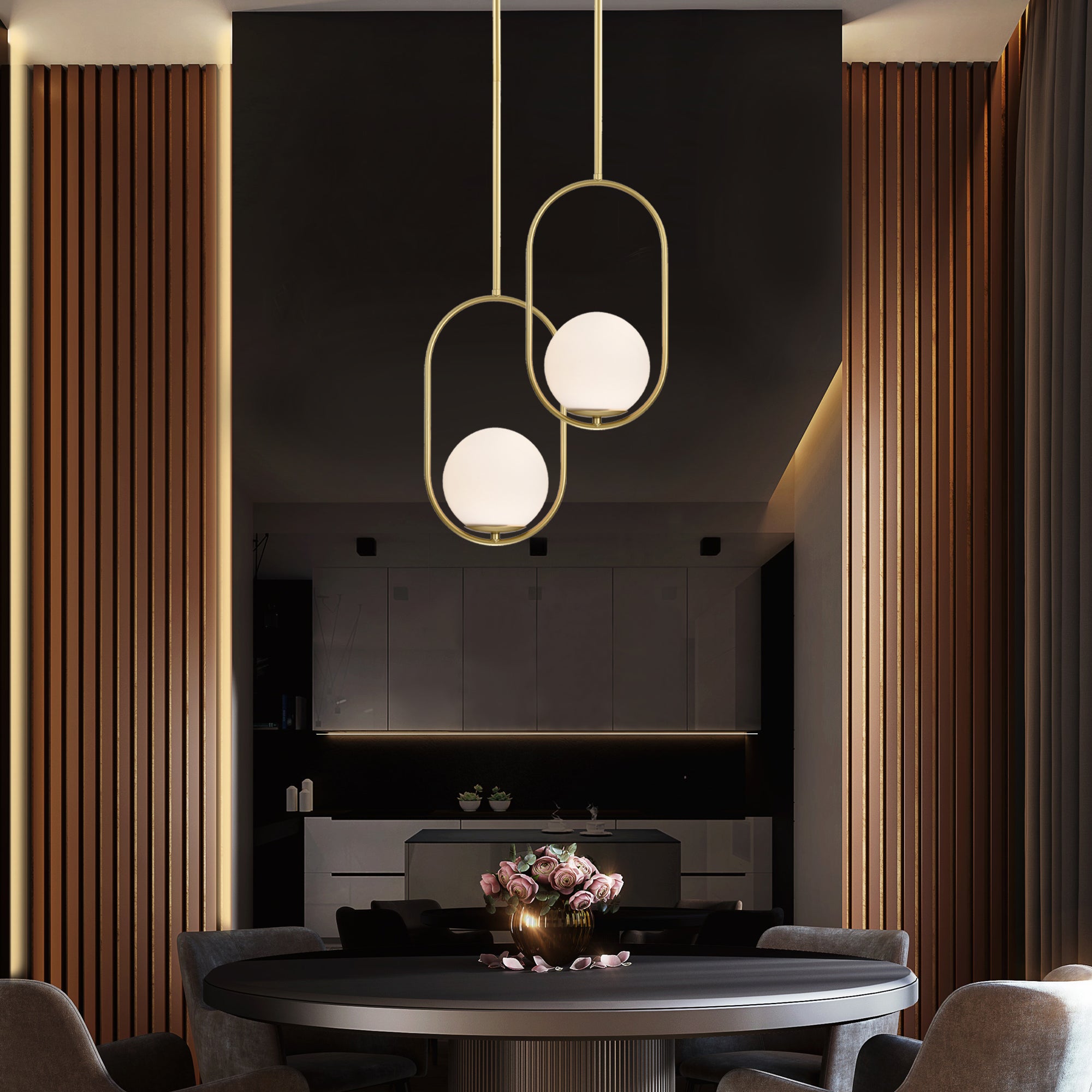 Gold Modern Globe Pendant Lighting for Kitchen Island 1-Light