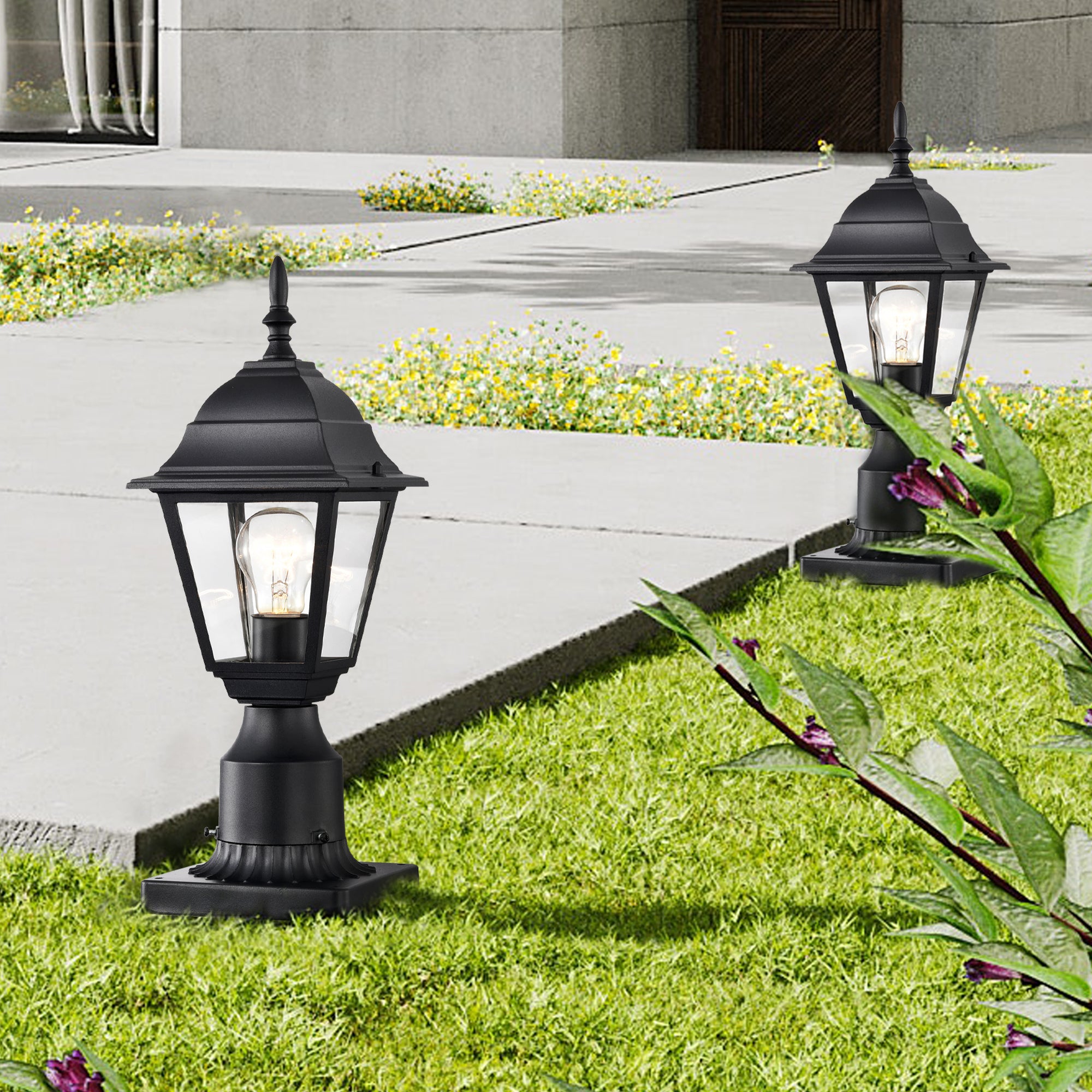 Outdoor Post Lights Waterproof 2 Pack Outside Post Lantern Black