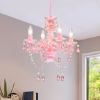 4-Light Crystal Chandelier with Adjustable Chain, E12 Candelabra Acrylic Pendant Light for Bedroom, Dining Room & Living Room