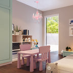 4-Light Crystal Chandelier with Adjustable Chain, E12 Candelabra Acrylic Pendant Light for Bedroom, Dining Room & Living Room