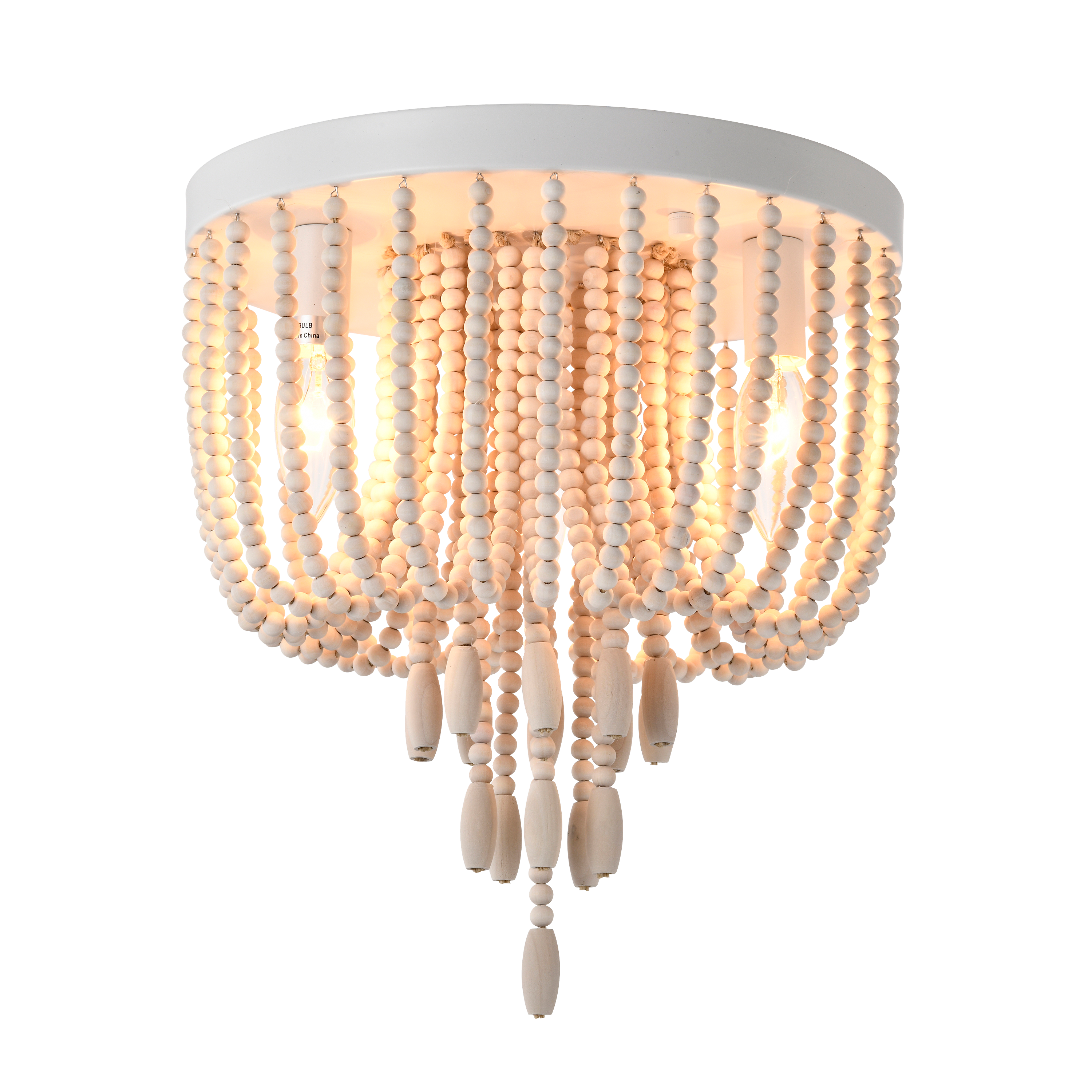 Wood Beaded Chandelier Light Fixture Ceiling 3 Light Nursery Chandelier Boho Chandelier Light Fixture Flush Mount