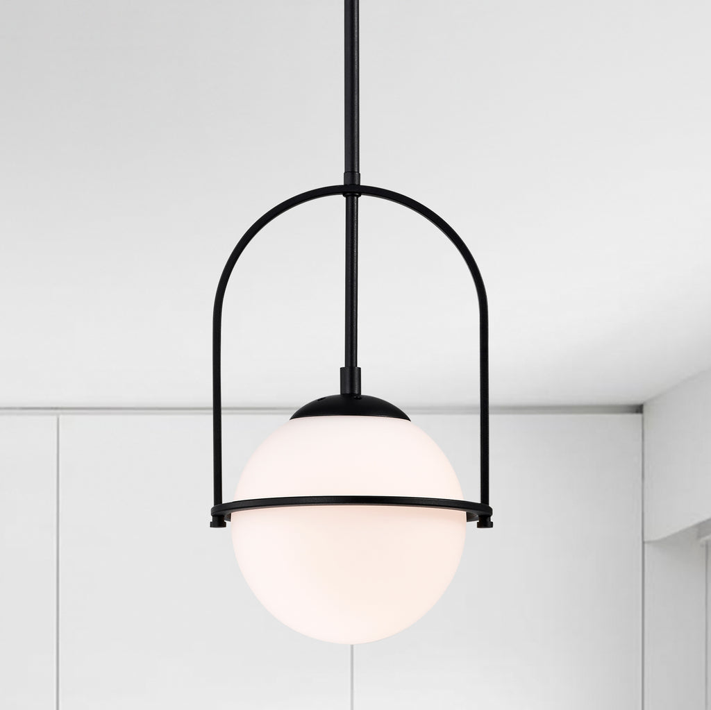 Black Pendant Light Fixtures Cream White Glass Pendant Light 1-Light Globe Pendant Light Modern Pendant Lights Kitchen Island Mid Century Chandelier
