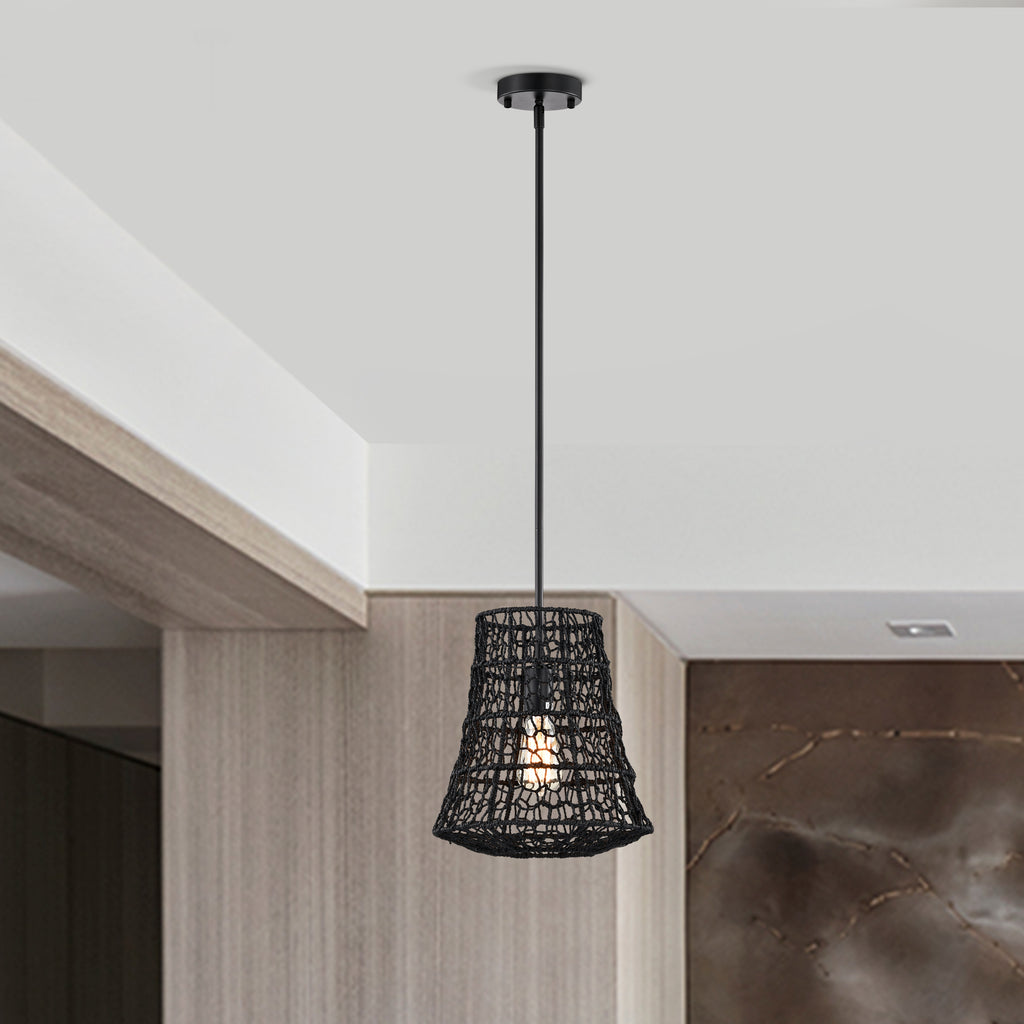 Bohemian Woven Rattan Pendant Light with lantern shape for dining room