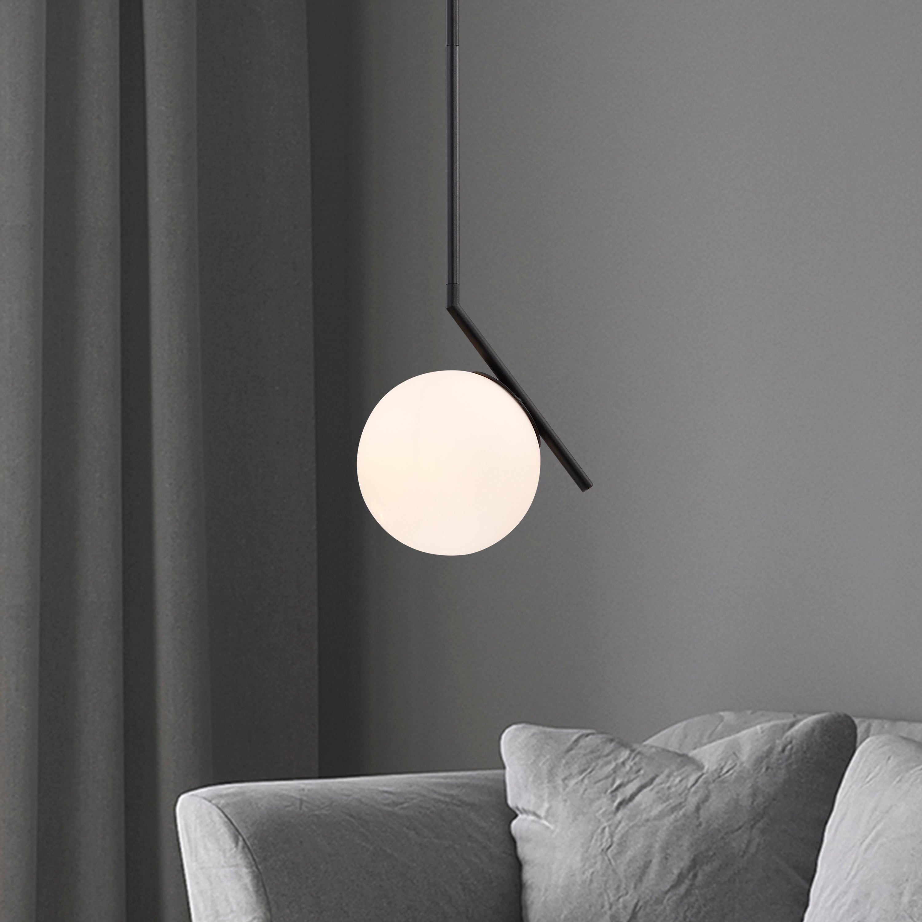 Black Pendant Light Modern Pendant Light Fixtures Globe Pendant Lighting for Kitchen Island 1-Light