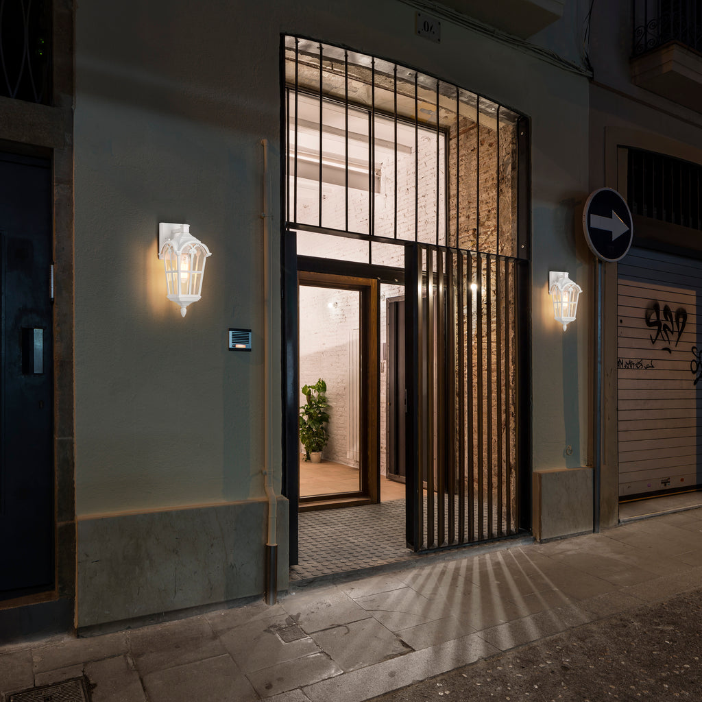 White Modern Outdoor Wall Light Clear Glass Exterior Light Fixture