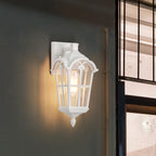 White Modern Outdoor Wall Light Clear Glass Exterior Light Fixture