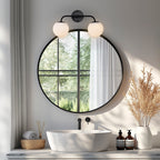 Black Bathroom Light Fixtures Over Mirror LED 2 Light Frosted Glass Globe Modern Vanity Lights for Bathroom Wall Light