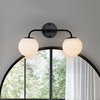 Black Bathroom Light Fixtures Over Mirror LED 2 Light Frosted Glass Globe Modern Vanity Lights for Bathroom Wall Light