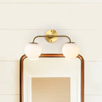 Gold Bathroom Vanity Lights Over Mirror LED 2 Light Frosted Glass Globe Modern Bathroom Light Fixtures