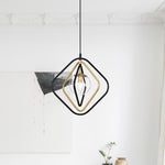 Black&Gold Pendant Light with Clear Globe Glass Lampshade for Bedroom Room