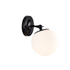 Globe Wall Sconce Black with 150mm Bathroom Wall Sconce Milk Glass Mid Century LED Wall Sconce Light