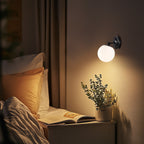 Globe Wall Sconce Black with 150mm Bathroom Wall Sconce Milk Glass Mid Century LED Wall Sconce Light