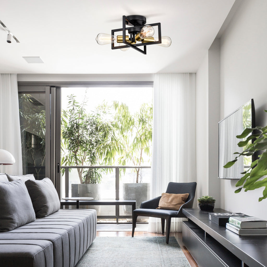 Industrial Modern Sputnik Ceiling Light Black & Gold Fixtures