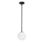 Milk White Glass 150mm Pendant Light Fixture, 7W, One Light Hanging Fixture for Kitchen Island, Adjustable Length Indoor Lighting for Dinning Room Bedroom