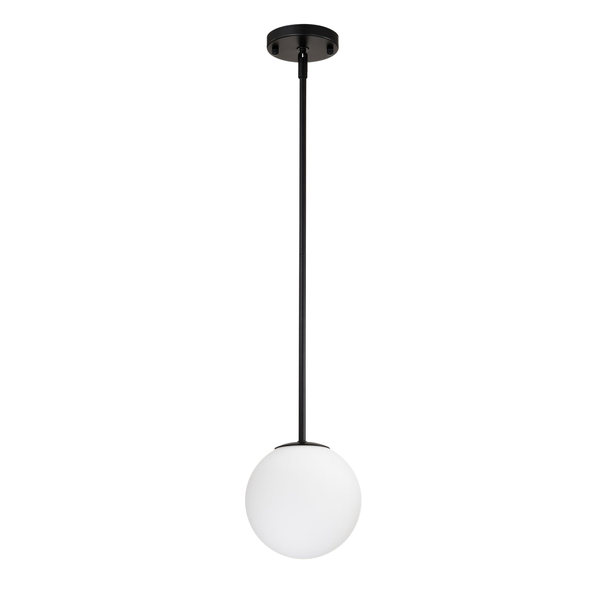 Milk White Glass 150mm Pendant Light Fixture, 7W, One Light Hanging Fixture for Kitchen Island, Adjustable Length Indoor Lighting for Dinning Room Bedroom