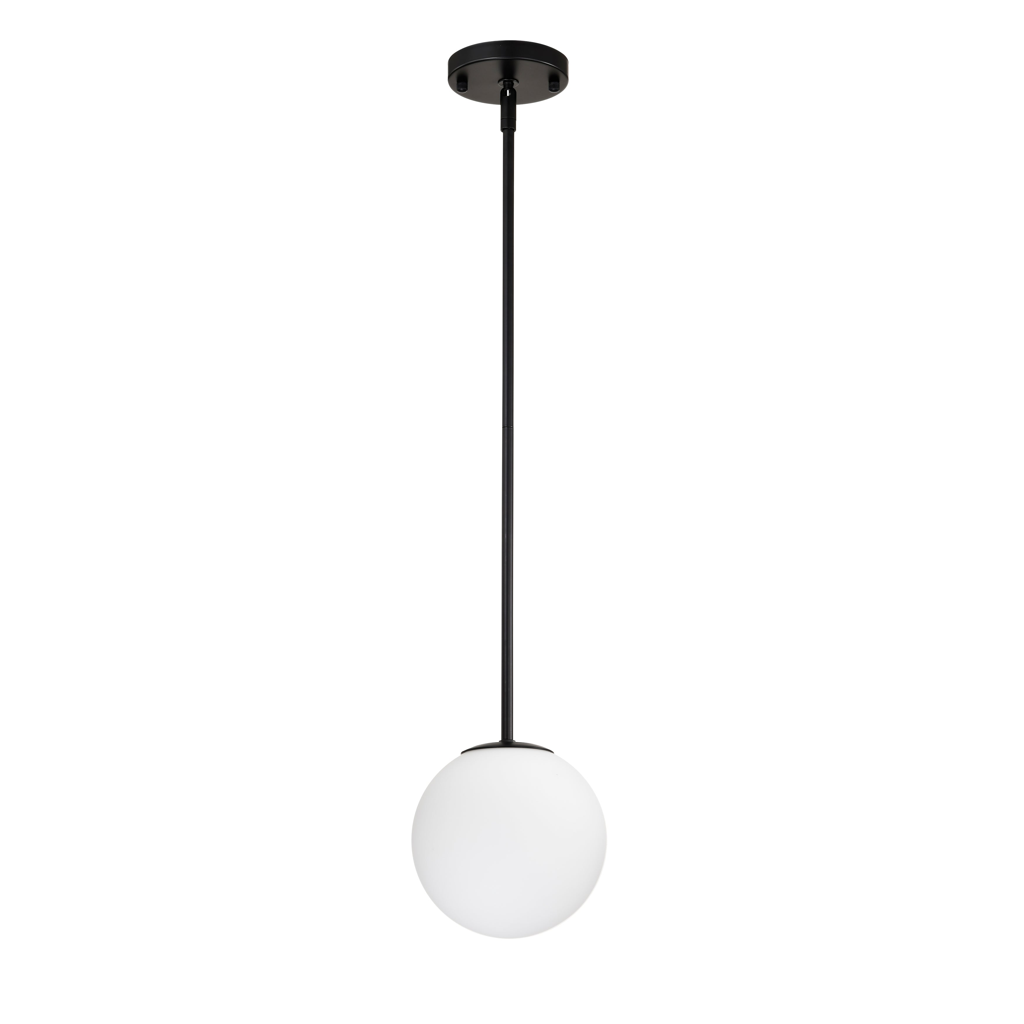 Milk White Glass 150mm Pendant Light Fixture, 7W, One Light Hanging Fixture for Kitchen Island, Adjustable Length Indoor Lighting for Dinning Room Bedroom
