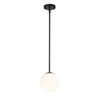 Milk White Glass 150mm Pendant Light Fixture, 7W, One Light Hanging Fixture for Kitchen Island, Adjustable Length Indoor Lighting for Dinning Room Bedroom