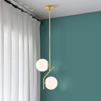 Gold Pendant Light Fixture Glass Globe Mid Century Pendant Lights 2-Light
