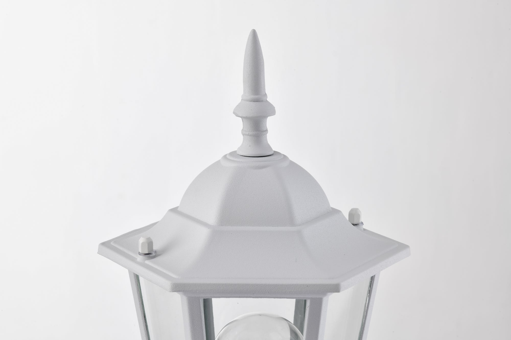 Post Light Fixture Pole Lantern With Die-Cast Aluminum, Waterproof Outdoor Post Light Fixtures White With Tempered Clear Glass, Non Adjustable, Sturdy Metal Base