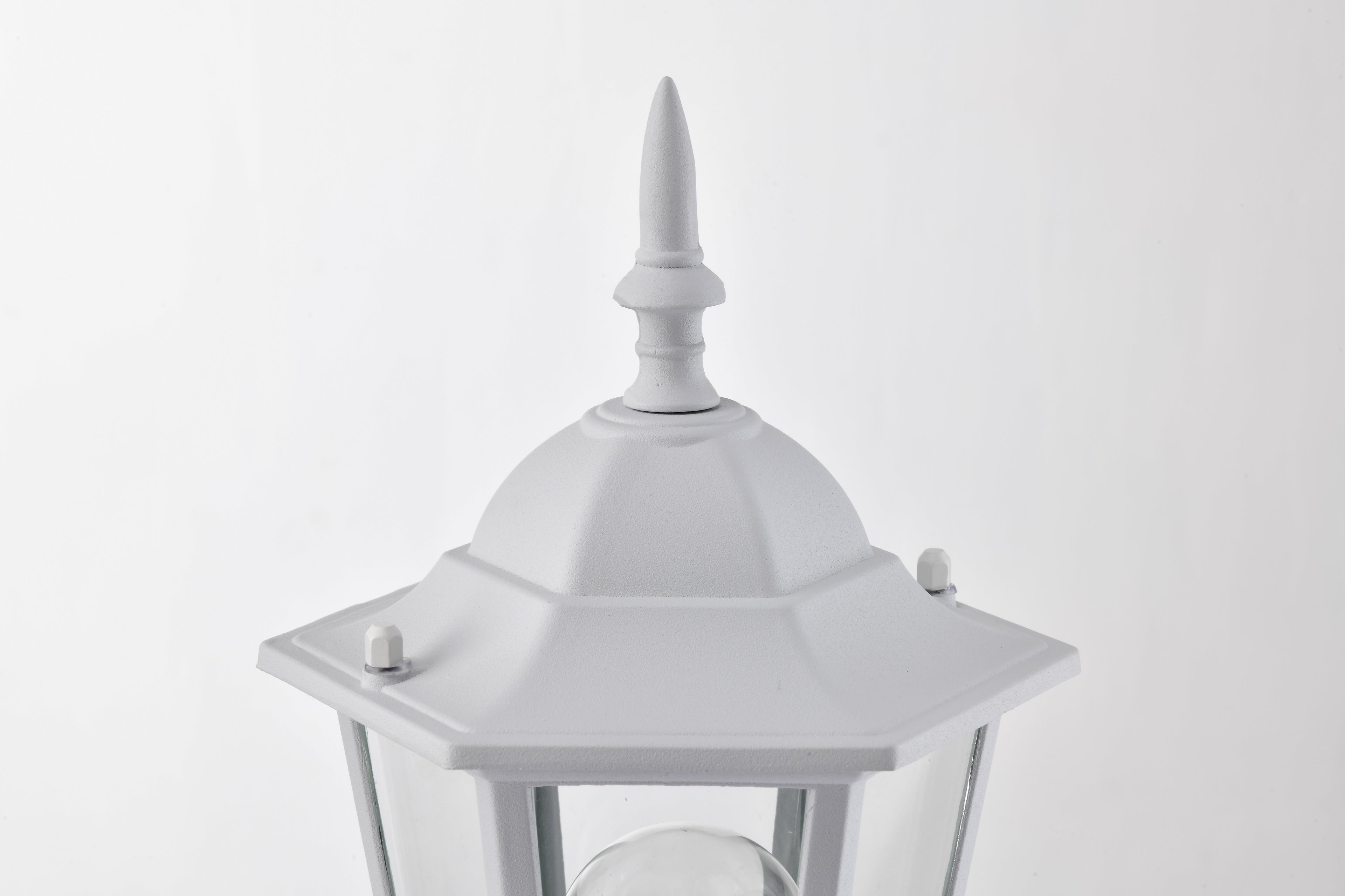 Post Light Fixture Pole Lantern With Die-Cast Aluminum, Waterproof Outdoor Post Light Fixtures White With Tempered Clear Glass, Non Adjustable, Sturdy Metal Base