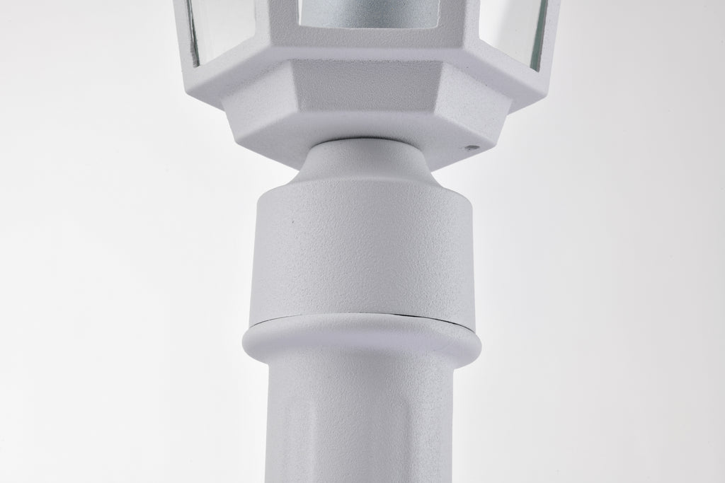 Post Light Fixture Pole Lantern With Die-Cast Aluminum, Waterproof Outdoor Post Light Fixtures White With Tempered Clear Glass, Non Adjustable, Sturdy Metal Base