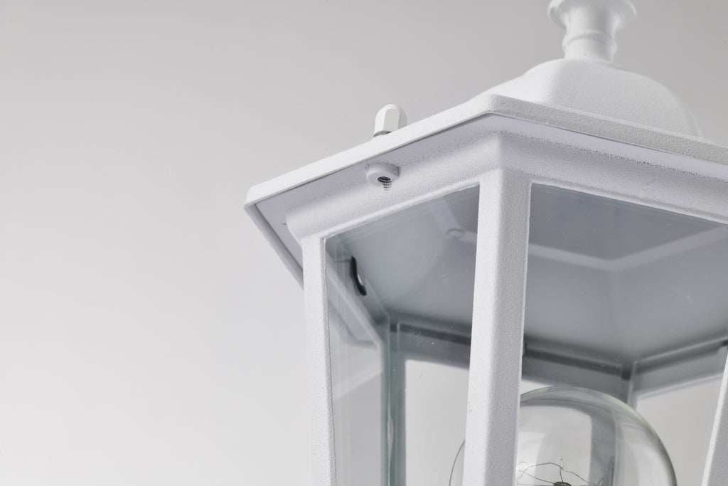 Post Light Fixture Pole Lantern With Die-Cast Aluminum, Waterproof Outdoor Post Light Fixtures White With Tempered Clear Glass, Non Adjustable, Sturdy Metal Base