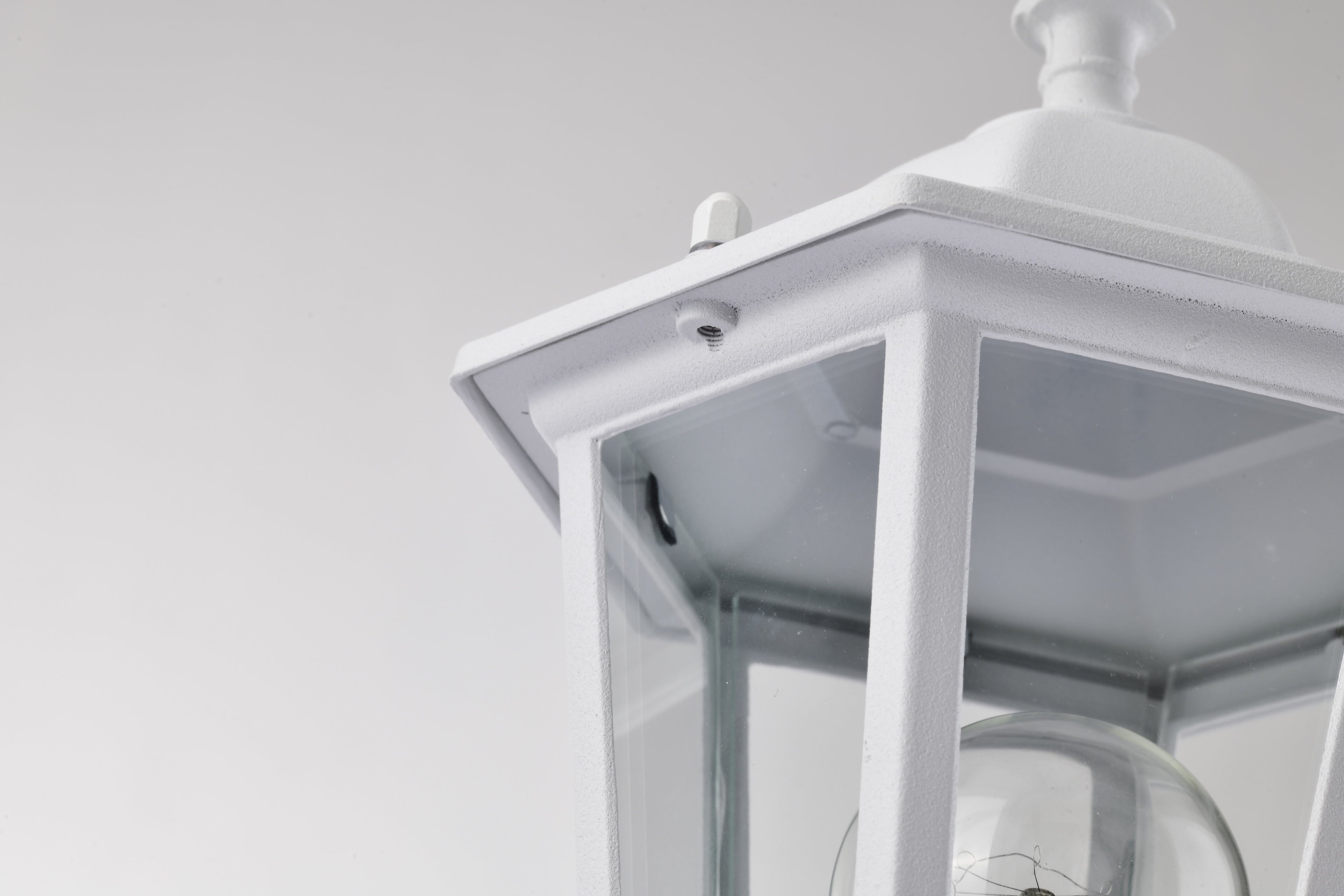 Post Light Fixture Pole Lantern With Die-Cast Aluminum, Waterproof Outdoor Post Light Fixtures White With Tempered Clear Glass, Non Adjustable, Sturdy Metal Base