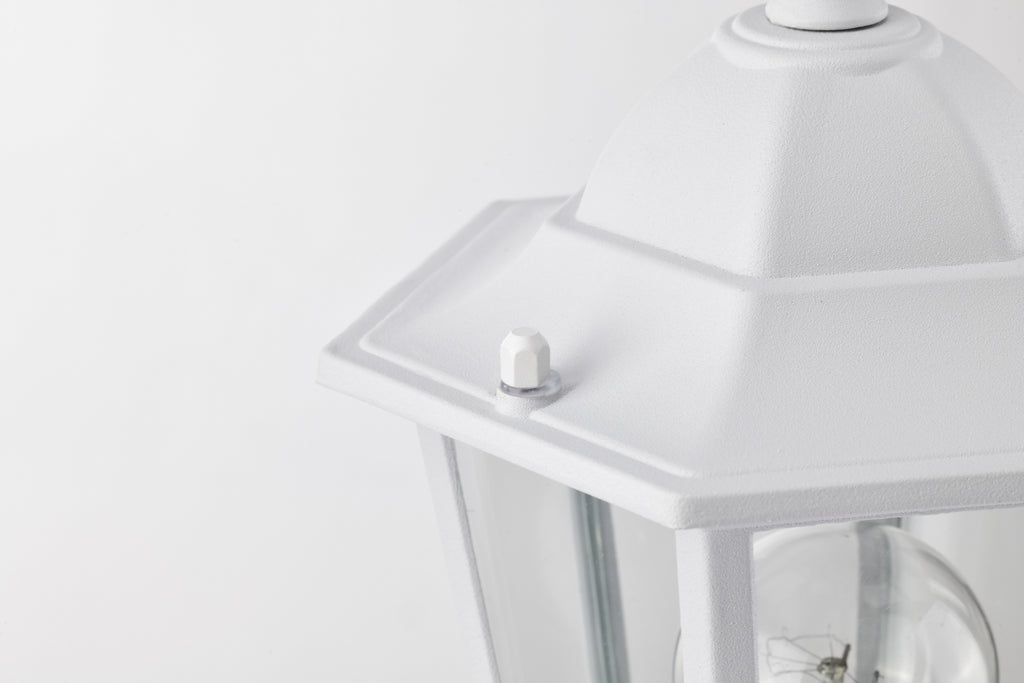 Post Light Fixture Pole Lantern With Die-Cast Aluminum, Waterproof Outdoor Post Light Fixtures White With Tempered Clear Glass, Non Adjustable, Sturdy Metal Base