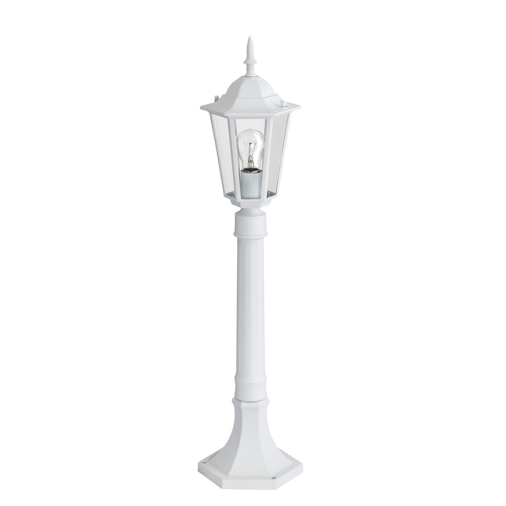 Post Light Fixture Pole Lantern With Die-Cast Aluminum, Waterproof Outdoor Post Light Fixtures White With Tempered Clear Glass, Non Adjustable, Sturdy Metal Base